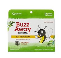 Quantum Buzz Away Extreme Towelettes - Natural DEET-free Insect Repellent Wipes, Essential Oils - Small Children and Up, Travel Friendly, 12 Count