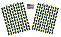 Made in USA! 100 Country Flag 1.5" x 1" Self Adhesive World Flag Stickers, Two Sheets of 50, 100 Sticker Flags Total (Barbados)