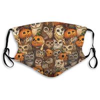 Owl Bird Halloween Dustproof Reusable Cloth Mask Black