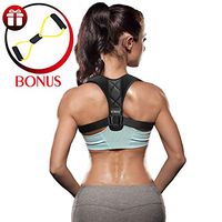 [New 2020] LohasCube Posture Corrector for Women + Resistance Band - Adjustable Posture Brace/Back Brace for Back Support - Perfect Shoulder Brace Back Straightener Under Clothes for Back Pain Relief