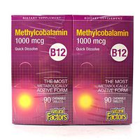 B-12 Methylcobalamin 1,000mcg Bonus Pack Natural Factors 90/90 Chewable