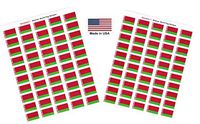 Made in USA! 100 Country Flag 1.5" x 1" Self Adhesive World Flag Stickers, Two Sheets of 50, 100 Sticker Flags Total (Belarus)
