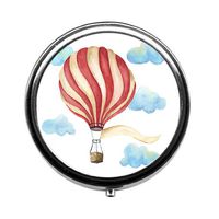 Round Pill Case - hot air Balloon Custom Fashion Style Pill Box - 3 Compartments Pill Box/Pill case
