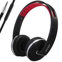 Gorsun Foldable Headphones with Mic and Volume Control for Travel, Sports, Lightweight Stereo On-Ear Headsets Strong Bass Earphones (Black)