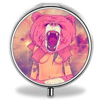 Compact 3 Compartment Medicine Case, IMLONE Customized Lady Bear Pill Organizer Metal Pill Box Pill Container for Purse, Travelling and Daily Needs