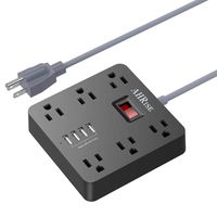 Power Strip, AHRISE Extension Cord with 6 AC Outlet Extender and 4 USB Ports(5V/4.8A,24W) for Cruise Ship, 5 Foot Long Cord, Black