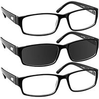 Reading Glasses 3.00 2 Black 1 Black Sun (3 Pack) F504 TruVision