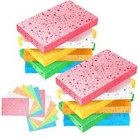 Multi-Use Cellulose Compressed Sponges, Scratch-Free Cleaning Scrub Sponges for Face Scrub, Dishwashing, Kitchen, Bathroom, DIY Crafts and More (12 Pack)