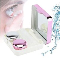 Contact Lens Box, Reflective Cover Contact Lens Case Set Cute Lovely Travel Kit Box (Rose)