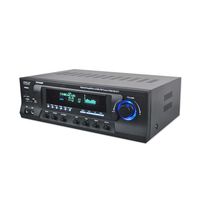 Wireless Bluetooth Audio Power Amplifier - 300W 4 Channel Home Theater Sound Compact Stereo Receiver w/ USB, AM FM, 2 Mic IN w/ Echo, RCA, LED, Speaker Selector - For Studio, Home Use - Pyle PT272AUBT