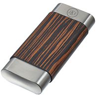 Personalized Visol Carver Ebony and Steel Three Cigar Case - Free Engraving (Roman Monogram)