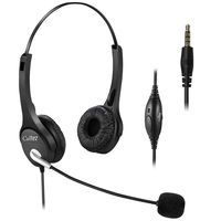 Callez 3.5mm Cell Phone Headset Dual, Corded Truck Driver Headsets with Microphone Noise Canceling for iPhone Samsung Galaxy Huawei LG BlackBerry HTC Mobile Phone iPad PC Tablets Podcast Skype C402E2