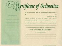 Certificate-Ordination-Minister (Package of 6)