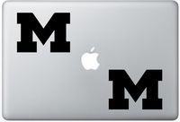University Of Michigan Block M FlashDecals1270 Set Of Two (2x) , Decal , Sticker , Laptop , Ipad , Car , Truck
