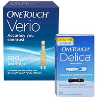 One Touch Verio Bundle - 100 Verio Test Strips and 100 Delica Lancets