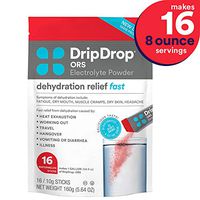 DripDrop ORS – Patented Electrolyte Powder for Dehydration Relief Fast - For Workout, Hangover, Illness, Sweating & Travel Recovery - Watermelon - 16 x 8oz Servings