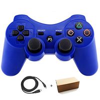 Molgegk Wireless Bluetooth Controllers For PS3 Double Shock - Bundled with USB charge cord (Blue)