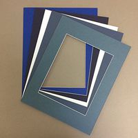 Pack of 10 11x14 Picture Mats, 5 Blue Colors, with White Core Bevel Cut for 8x12 Pictures