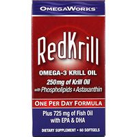 OmegaWorks RedKrill Omega-3 Krill Oil 250mg 60 Softgels (Pack of 1)