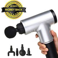 Deep Massage Gun Fascia Gun, Simple Style 7.4V Tissue Cordless Handheld Percussive Muscle Gun with 4 Massager Head 6 Speed Control(No Handbag) (Sliver)