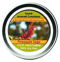 Premium 100% All Natural Soy Wax Aromatherapy Candle - 2oz Tin - Pineapple/Sage: Is a fragrant garden herb that attracts hummingbirds and butterflies to its edible red blooms. An exotic blend of sweet pineapple and aromatic sage.