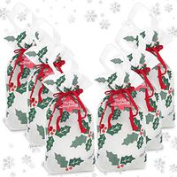 Christmas Gift Bags - Set of 6 Drawstring Gift Bags | Christmas Bags with Christmas Gift Tags | Holiday Gift Bags Treat Bag Goodie Bag | Gift Bags for Christmas Gifts | Reusable Bag, Small Gift Bags