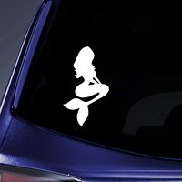 Bargain Max Decals - Mermaid Little Girl Sticker Decal Notebook Car Laptop 4" (White)