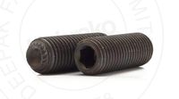 Socket Set Screw, Knurled Cup Point, 6-32 UNC Thread, 1/8" Long, Alloy Steel, Unbrako 45H, Black Oxide (Pack of 100)