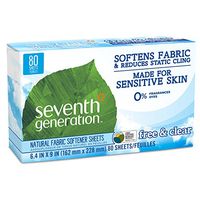 Seventh Generation Natural Fabric Softener Sheets Free and Clear - 80 Sheets