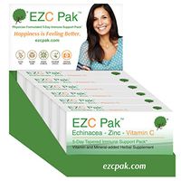 EZC Pak 5-Day Immune System Booster for Cold and Flu Relief (Pack of 6) - Echinacea, Zinc, and Vitamin C, Physician Directed 5-Day Tapered Immune Support Dose Pack