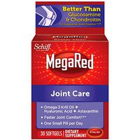 MegaRed Joint Care, 30 softgels - Omega 3 Krill Oil, Hyaluronic Acid and Astaxanthin Supplement (Pack of 4)