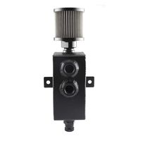 Top10 Racing 1L Oil Catch Can Tank with Breather and Drain Tap Baffled Reservoir Tank Aluminum Black