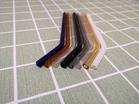 Lamci Healthy Glass Straws Environmental Reusable Tea Juice Glass Drinking Straws, Straight Tubes, Bent Tubes, 6 Pieces with 2 Brush (Bent)