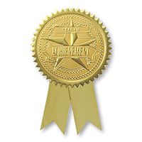 Embossed Seal of Achievement Ribbon Certificate Seals, 102 Pack (Gold)