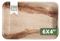 CaterEco Rectangle Palm Leaf Plates Set (Pack of 200) | Salad Plates | Ecofriendly Disposable Dinnerware | Heavy Duty Biodegradable Party Utensils for Wedding, Camping & More