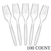 Plasticpro Clear Plastic Forks Disposable Cutlery Utensils 100 Count
