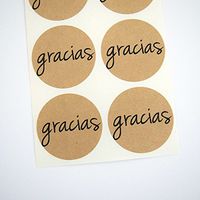 Gracias Stickers, Thanks Rustic Kraft Brown Seals and Labels, Cupcake Toppers, by Once Upon Supplies, 1.5 Inches, 30 Stickers