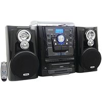 JENSEN JMC-1250 Bluetooth(R) 3-Speed Stereo Turntable Music System with 3-CD Changer & Dual Cassette Deck electronic consumer Electronics