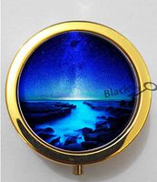 BlackKey Color Blue and Black Line Patten 3-Compartment Decorative Pocket Gift Box Case Organizer for Pill, Color 2 -547