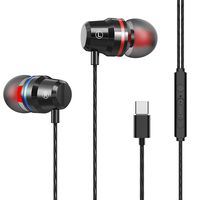 LEANO for Type-C Wired Earphones Bilateral Stereo in-Ear Wire Control Metal Headset Headphones