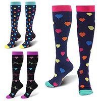 ZFiSt 3 Pairs Medical&Althetic Compression Socks for Women, 20-30 mmHg Nursing Performance Socks for Edema, Diabetic, Varicose Veins,Shin Splints,Running Marathon (Style1, S/M)