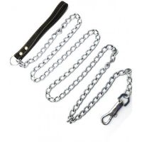 Top Choice Heavy Chain Leash, 72 Inches (72"), 6 Feet (6') Faux Leather for Small-Medium Size Dogs or Large Puppies, Lead is Resistant to Chewing (Black)