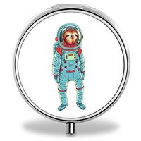 IMLONE Pill Organizer, Customized Sloth Astronaut Art Pill Boxes with 3 Components for Purse