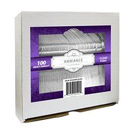 Crystalware, Heavy-Weight Clear Plastic Forks, Durable, Disposable, Box of 100