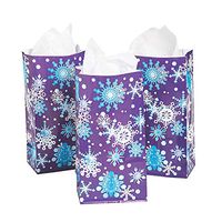 Fun Express - Paper Snowflake Bags for Christmas - Party Supplies - Bags - Paper Treat Bags - Christmas - 12 Pieces