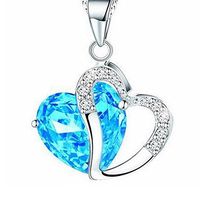 Cenglings Christmas Day Gifts for Women 'Love Heart' Necklace Pendant with Swarovski Crystals, Jewelry for Women, Gifts for Mom (Blue)
