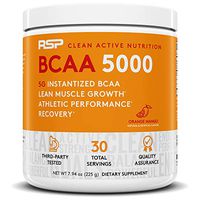 RSP BCAA 5000 (30 Serv), Premium BCAA Powder for Post Workout Muscle Recovery, Endurance & Energy, 5g of Essential Branched Chain Amino Acids, Orange Mango (Packaging May Vary)