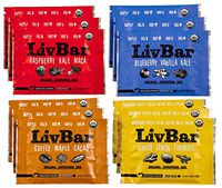 LivBar - Organic Superfood Bar Variety Pack - USDA Certified - Non-GMO - Gluten, Peanut, Soy, and Dairy Free -Vegetarian Macro Snack Bars with Compostable Wrapper - 12 Count