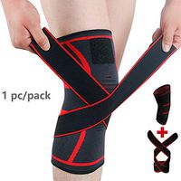Compression Knee Support Sleeves Knee Brace with Straps Removable, Knee Wraps for Arthritis Pain Relief, ACL, Running, Injury Recovery, Basketball and More Sports,1 pc/Pack (Red, M)