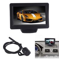 GBSELL 4.3Inch Car TFT LCD Monitor Mirror + Reverse Rear View Backup CMOS Camera,170°View Angle,Waterproof